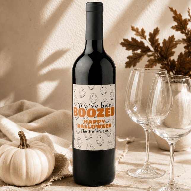 Etiqueta de presente de Halloween fofo (Cute Halloween Boo Gift Tag Wine Label)
