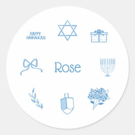 Etiqueta de Presente de Hanukkah Azul Simples Pers