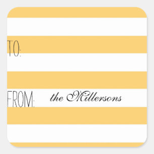 Etiqueta de Presente de Listras Brancas Amarelas