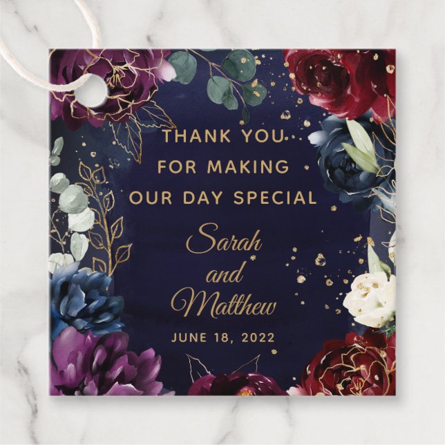 Etiqueta de Presente de Marinho Burgundy (Frente)