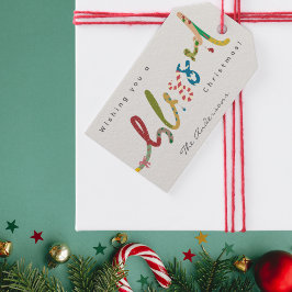Etiqueta de presente de Natal abençoada e pintada