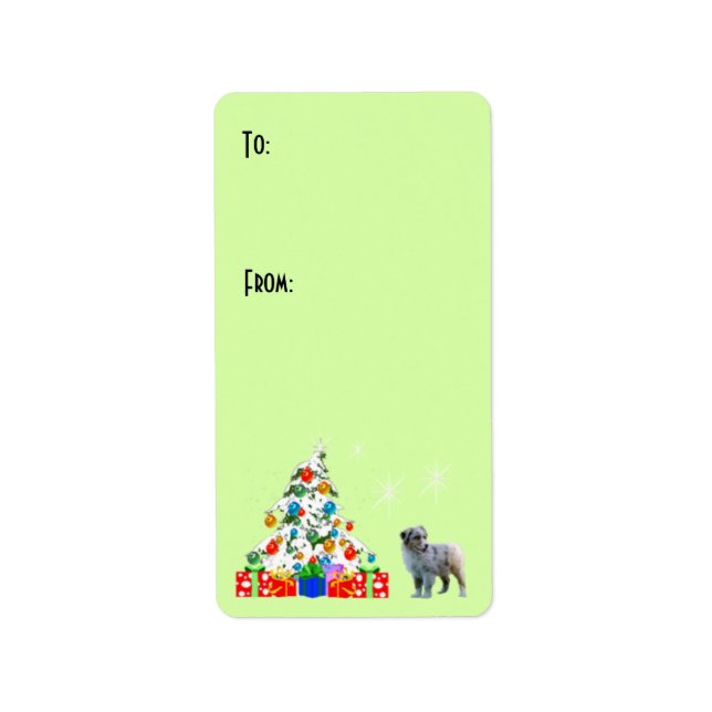 Etiqueta de presente de Natal Aussie Puppy (Frente)