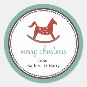 Etiqueta de presente de Natal azul de brinquedo de