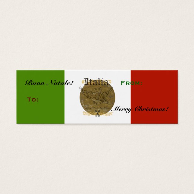 Etiqueta de presente de Natal Bandeira Italiana Bu (Frente)