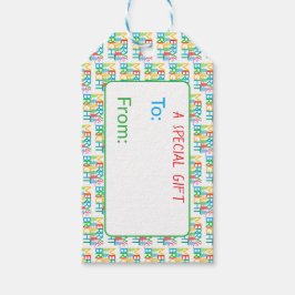 Etiqueta de presente de Natal Colorida Árvores