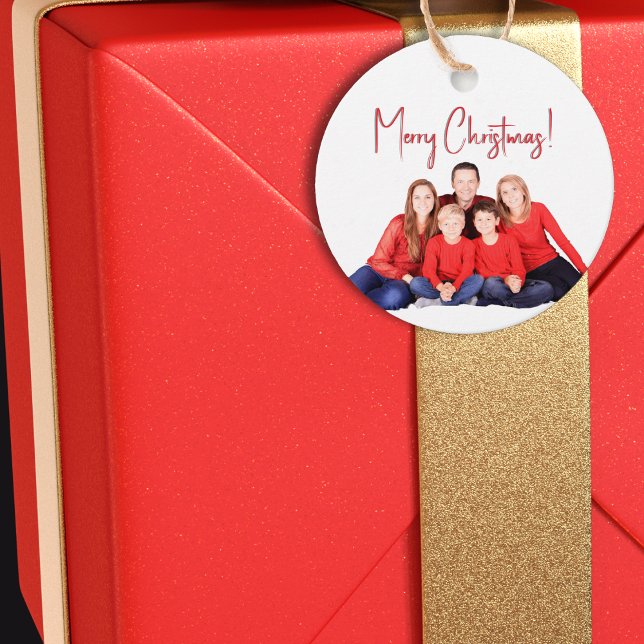 Etiqueta de presente de Natal com foto da família (Criador carregado)