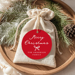 Etiqueta de Presente de Natal com Laço Desenhado à