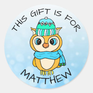 Etiqueta de presente de Natal com Pinguim desenhad