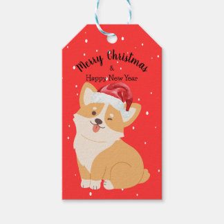 Etiqueta de presente de Natal Corgi