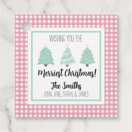 Etiqueta de presente de Natal da família das árvor