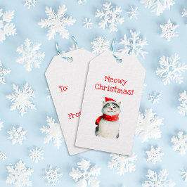 Etiqueta de presente de Natal de Gato Bonito