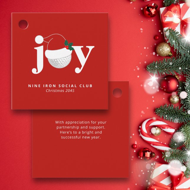 Etiqueta de Presente de Natal de Golfe Alegria Mod (Matches the modern “Joy” golf holiday set)