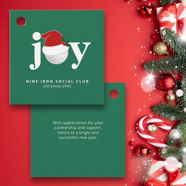Etiqueta de Presente de Natal de Golfe Alegria Mod (Matches the modern “Joy” golf holiday set.)