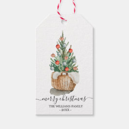 Etiqueta de presente de Natal decorada com aquarel