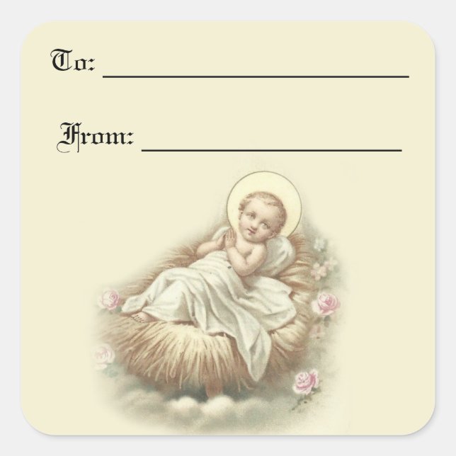 Etiqueta de presente de Natal do Baby Jesus (Frente)