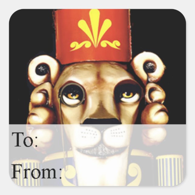 Etiqueta de presente de Natal do Leão Nutcracker (Frente)