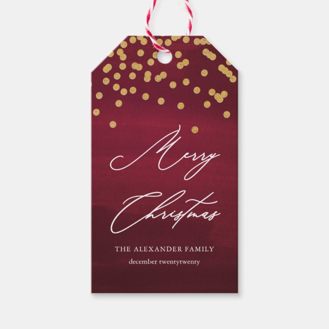 Etiqueta de Presente de Natal Dourado e Falso (Frente)