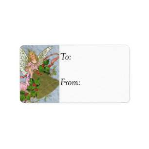 Etiqueta de presente de Natal e Angel Vintage