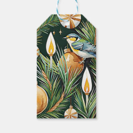 Etiqueta de Presente de Natal Elegância Botânica