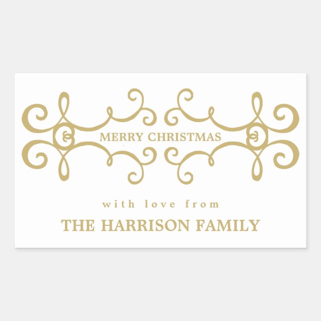 Etiqueta de presente de Natal elegante / Dourado b (Frente)