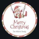 Etiqueta de Presente de Natal Elf<br><div class="desc">Elf Natal Gift Tag Sticker - Este pequeno elfo está à espera da grande diversão de Natal. As aquarelas brancas e a tipografia sazonal complementam a design. Personalize este belo design de elfo com seus detalhes fácil e rapidamente. Pressione o botão personalizar para reorganizar e formatar o estilo e a...</div>