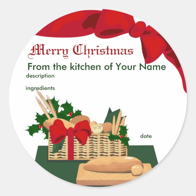 Etiqueta de Presente de Natal em Cesto de Pão (Frente)