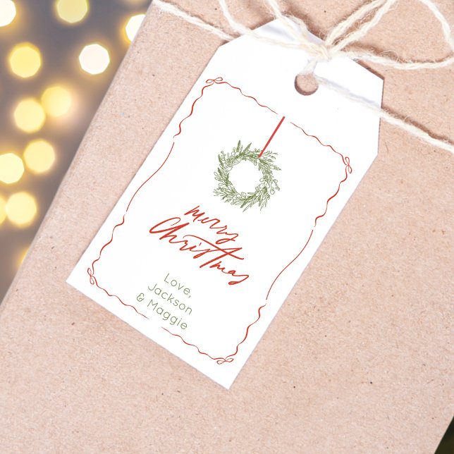 Etiqueta de presente de Natal em Wreath Verde (Green Christmas Wreath Christmas Gift Tag
)