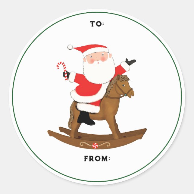 Etiqueta de presente de Natal equestre (Frente)