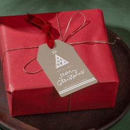 Etiqueta de presente de Natal feliz moderno com fo