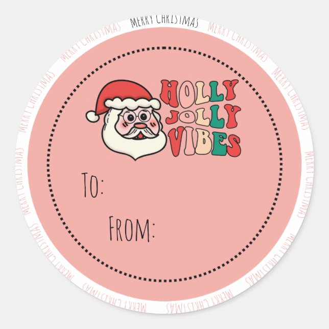 Etiqueta de presente de Natal Holly Jolly Vibes (Frente)
