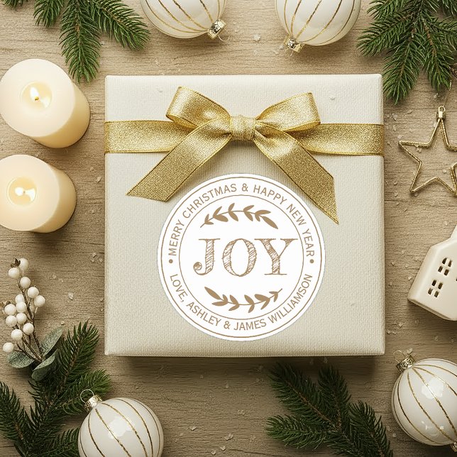Etiqueta de presente de Natal JOY Gold Mensagem (Criador carregado)