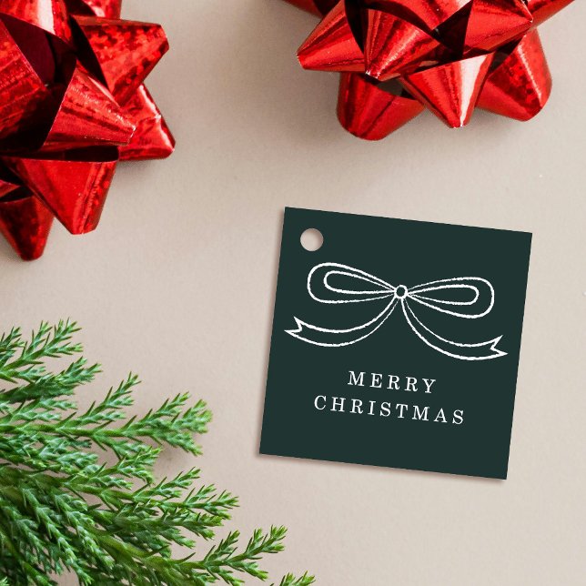 Etiqueta de Presente de Natal Moderno Verde (Criador carregado)