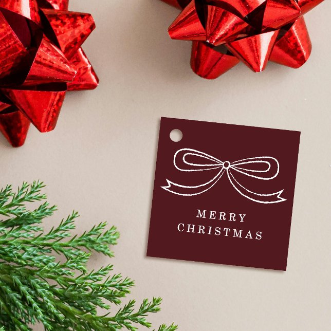 Etiqueta de Presente de Natal Moderno Vermelho (Criador carregado)