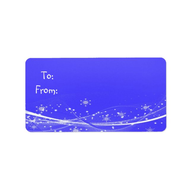Etiqueta de Presente de Natal para Neve Azul e Bra (Frente)