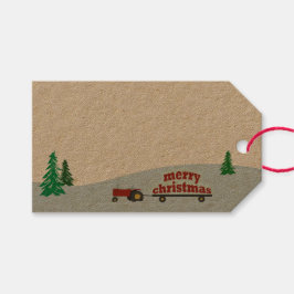 Etiqueta de Presente de Natal para o Trator da Faz