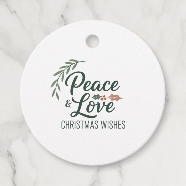 Etiqueta de Presente de Natal Paz & Amor (Frente)