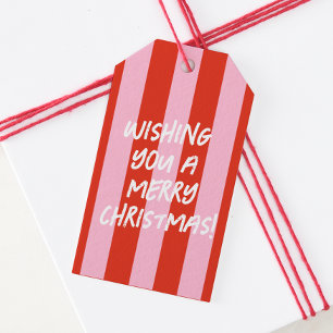 Etiqueta de Presente de Natal Retro Retron Vermelh