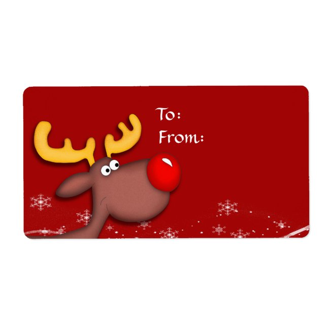 Etiqueta de presente de Natal Rudolf (Frente)