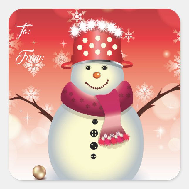Etiqueta de Presente de Natal Sticker-Snowman (Frente)