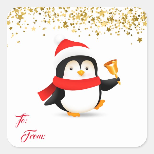Etiqueta de presente de Natal Stickers-Pinguim (Frente)
