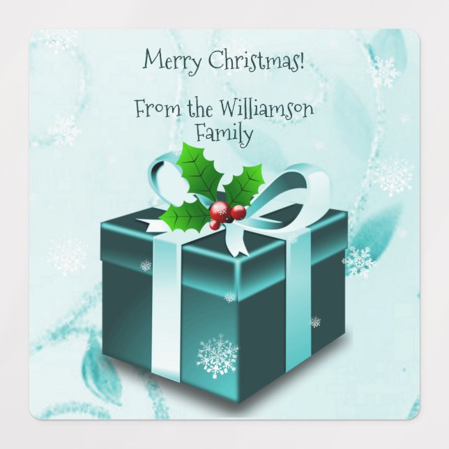 Etiqueta de Presente de Natal Teal (Design 3)
