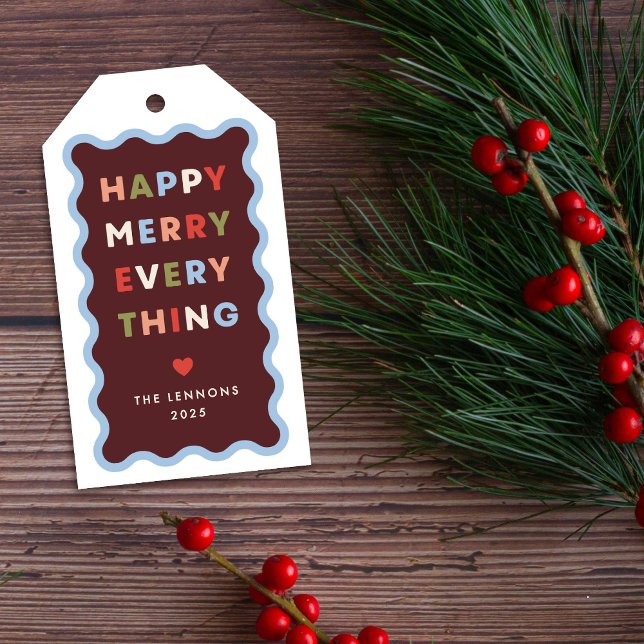 Etiqueta de presente de Natal Vermelho Alegre Feli (Criador carregado)