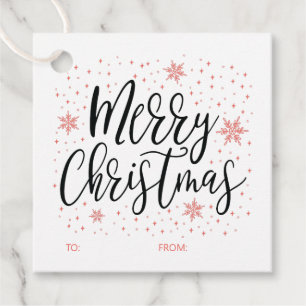 Etiqueta de Presente de Natal Vermelho Coral Alegr
