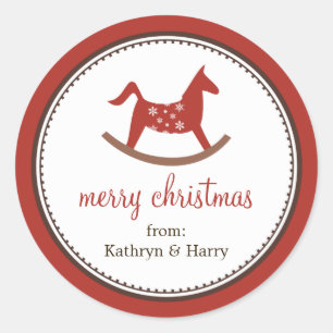 Etiqueta de presente de natal vermelho de brinqued