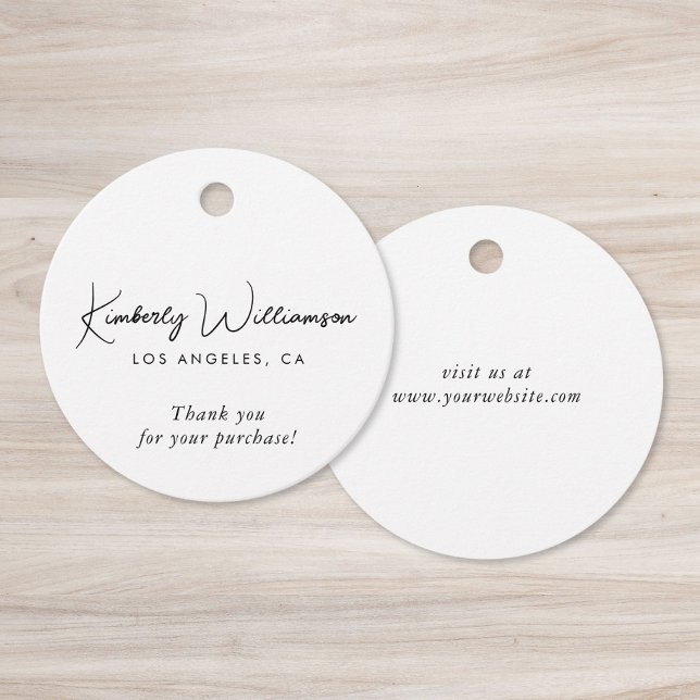 Etiqueta de Presente de Negócios Chic Script (Chic Script Business Thank You Gift Tag)