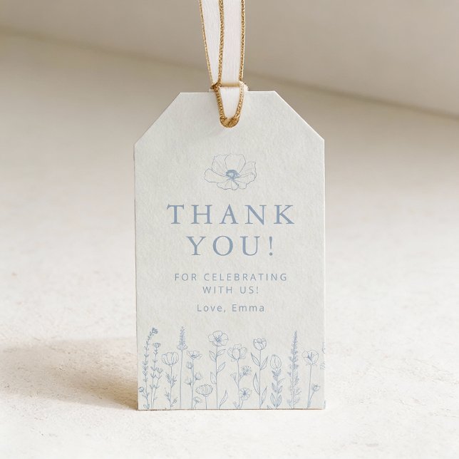Etiqueta de Presente de Obrigado para Chá de Bebê  (Blue Thank You Favor Tag)