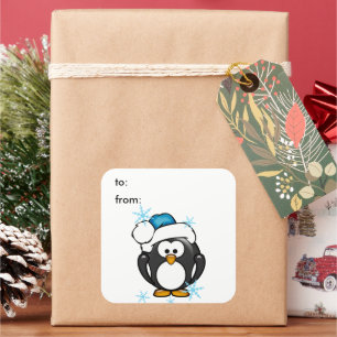 Etiqueta de presente de pinguim de Natal Adesiva