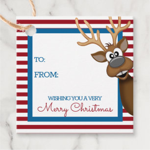 Etiqueta de Presente de Reindeer de Natal Impressi