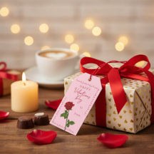 Etiqueta de Presente de Rosa Personalizada Feliz D