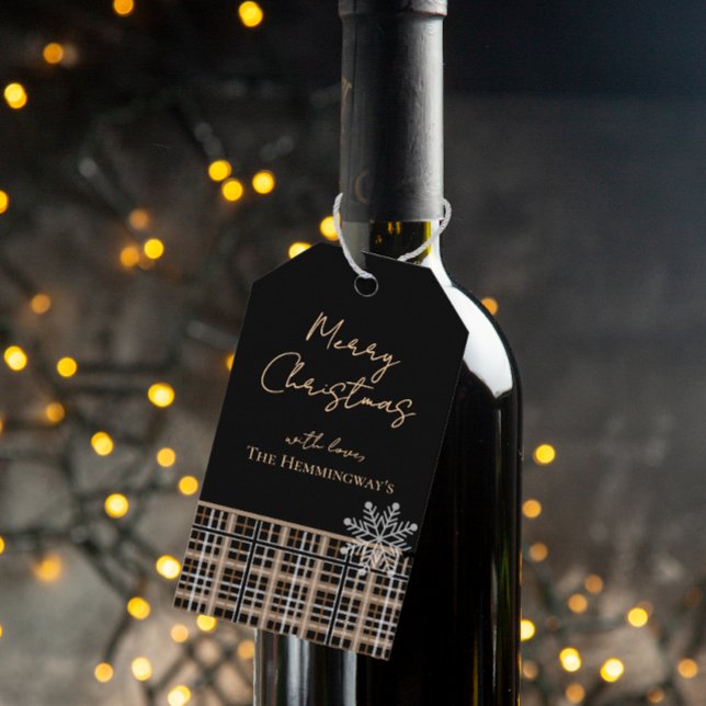 Etiqueta de presente de Xadrez preto e bronzeado,  (Criador carregado)